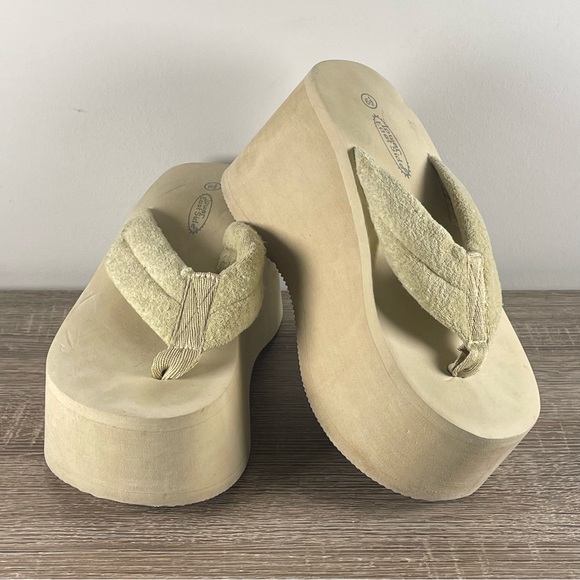 Y2K Lower East Side Platform Flip Flop Wedge Thong Sandals - Size 6.5 - Picture 4 of 5